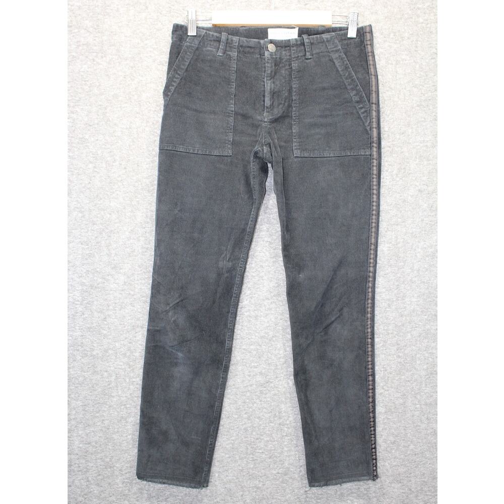 Nili Lotan Womens Corduroy Striped Side Low Rise Skinny Pants Black Size 0